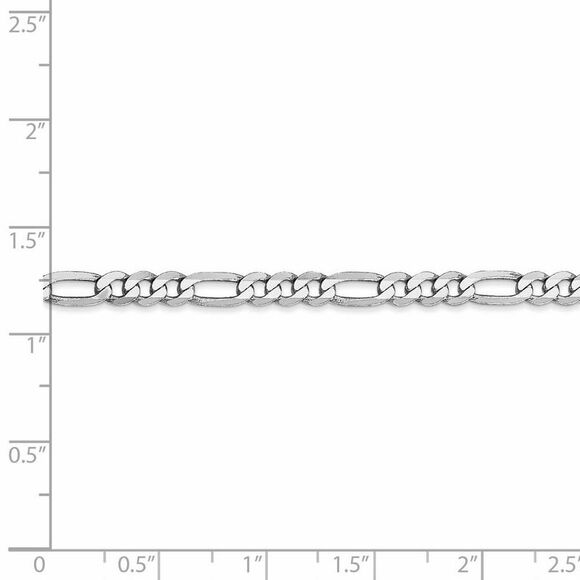 4mm 14k White Gold Flat Figaro Chain Necklace, 24 Inch - Picture 5 of 8